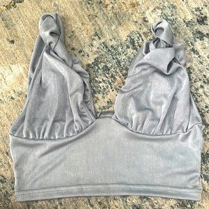 Shein Gray Sleeveless Crop Top Knotted Tank Top Shirt Women's Size M